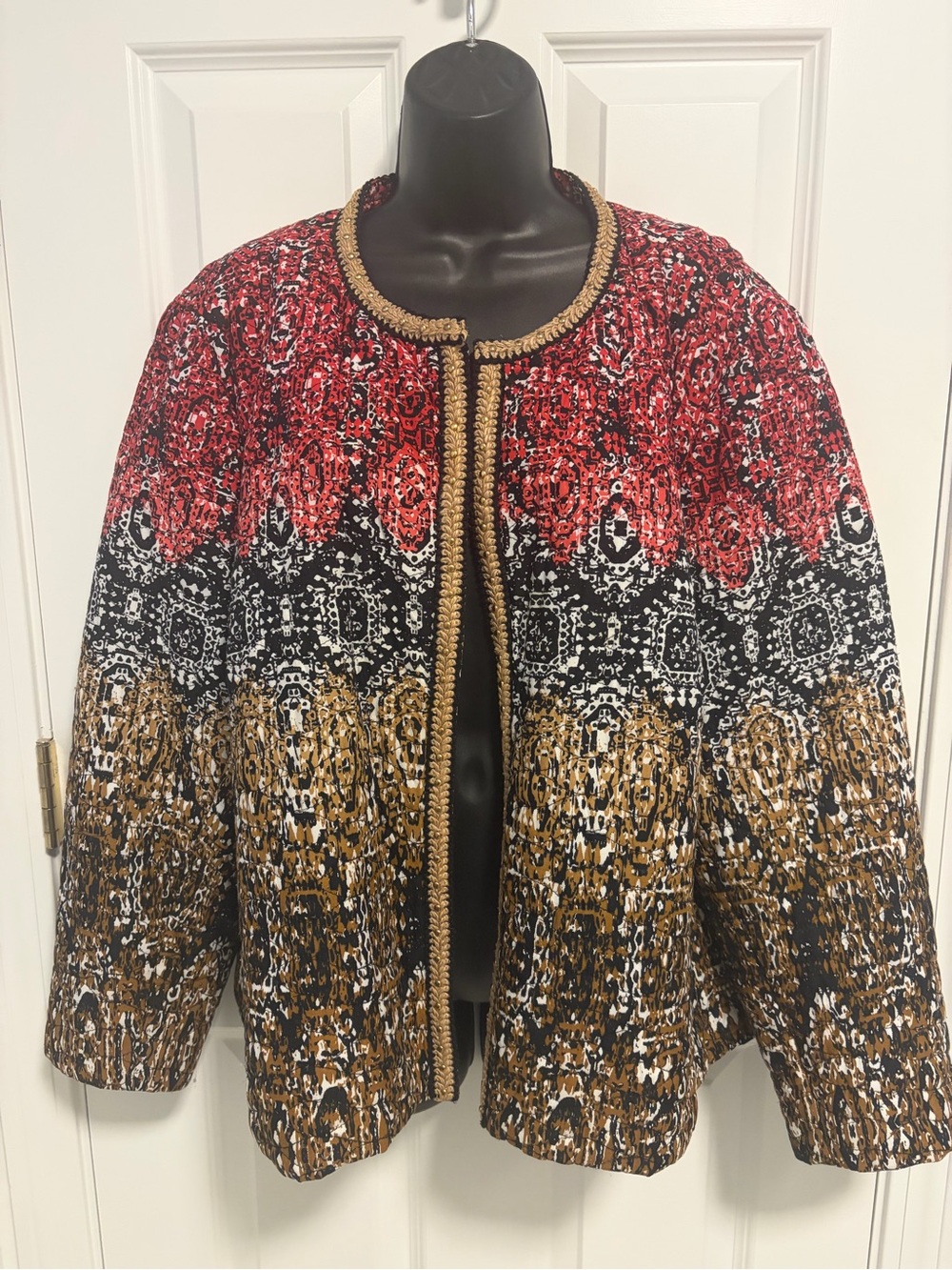 Ruby Rd. Woman quilted multicolored collarless jacket. Sz 20W Embellished detail